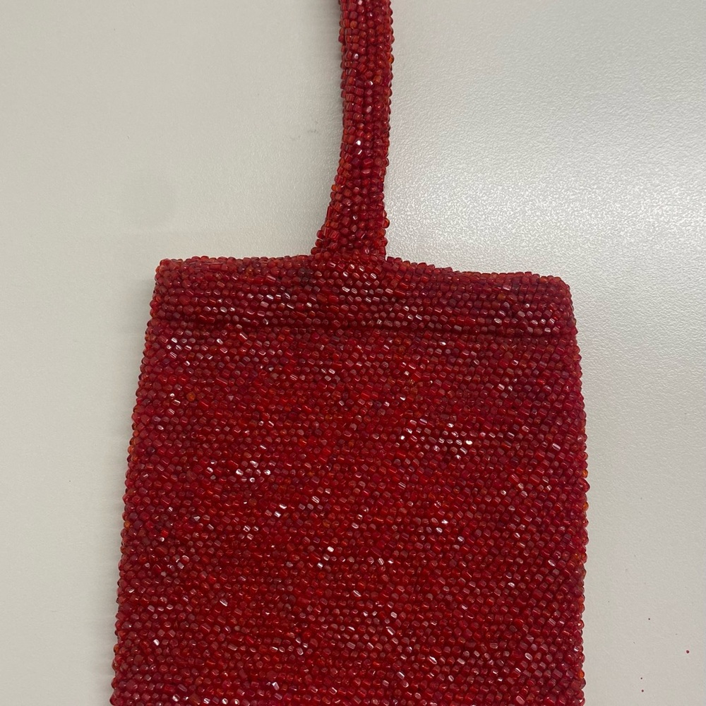 Evening bag Red beaded Evening bag Vintage
